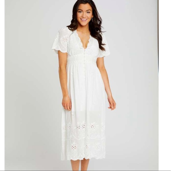 NEW Altar’d State Coralie Midi Dress Eyelet Lace - Picture 1 of 7